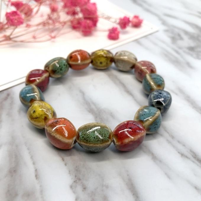 Ethnischer Stil Herzverkauf Hochtemperatur Blumenglas Farbiges Keramikglas Keramikarmband Retro Multi-Style Gemaltes Armband