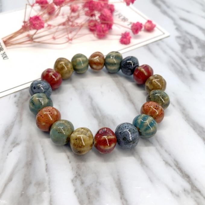 Ethnischer Stil Herzverkauf Hochtemperatur Blumenglas Farbiges Keramikglas Keramikarmband Retro Multi-Style Gemaltes Armband