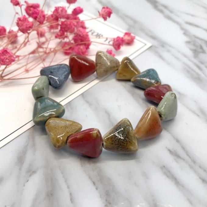 Ethnischer Stil Herzverkauf Hochtemperatur Blumenglas Farbiges Keramikglas Keramikarmband Retro Multi-Style Gemaltes Armband