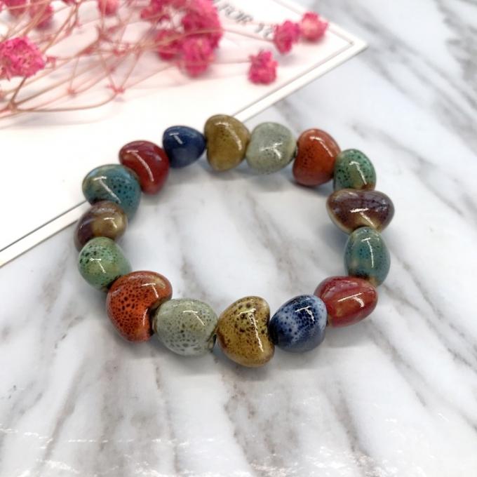 Ethnischer Stil Herzverkauf Hochtemperatur Blumenglas Farbiges Keramikglas Keramikarmband Retro Multi-Style Gemaltes Armband