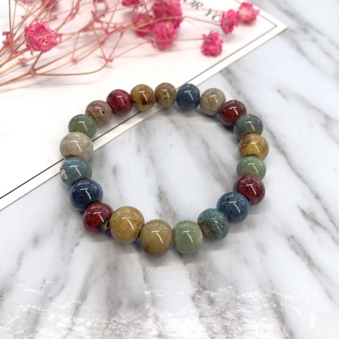 Ethnischer Stil Herzverkauf Hochtemperatur Blumenglas Farbiges Keramikglas Keramikarmband Retro Multi-Style Gemaltes Armband