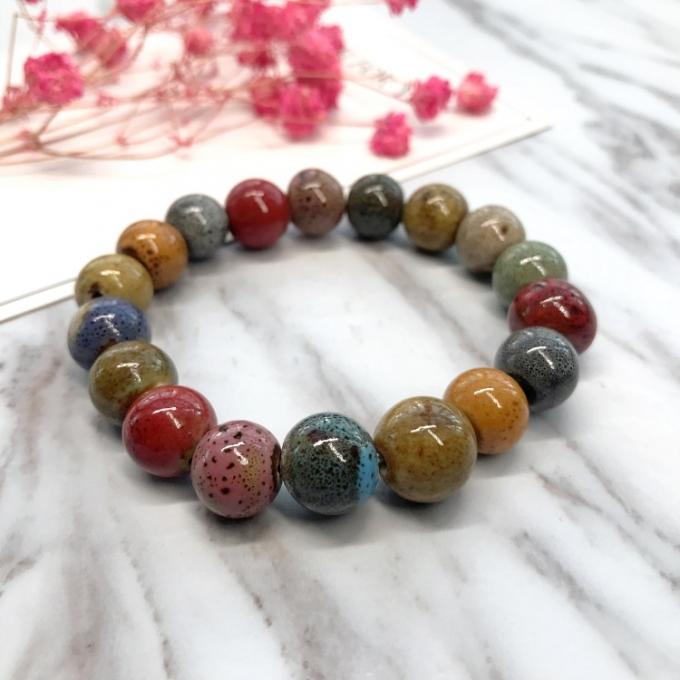Ethnischer Stil Herzverkauf Hochtemperatur Blumenglas Farbiges Keramikglas Keramikarmband Retro Multi-Style Gemaltes Armband